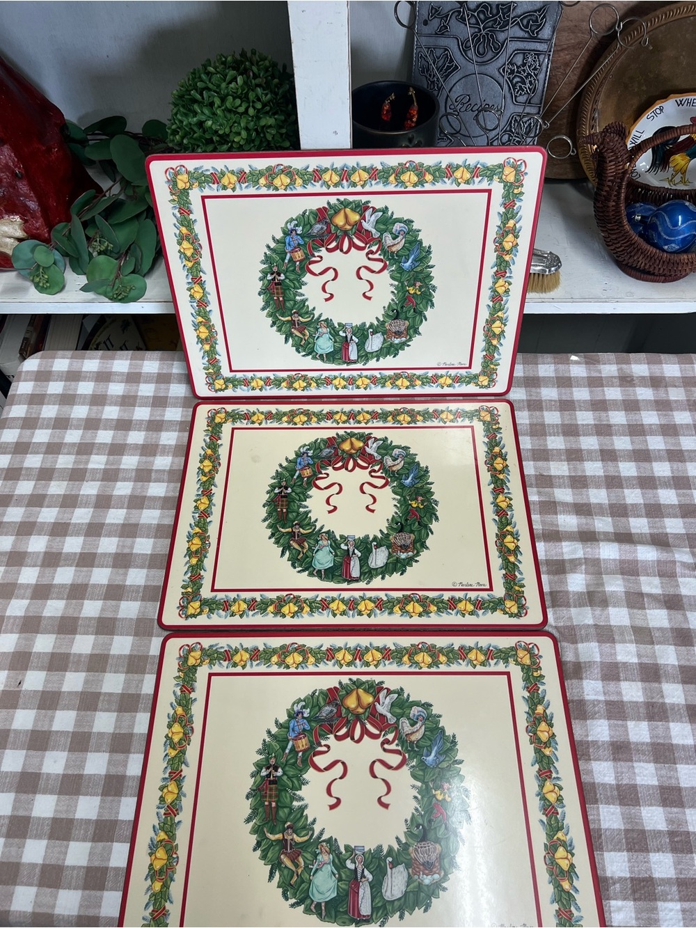 Pimpernel placemats cork 12 days of Christmas Marlene Moore replacement decor